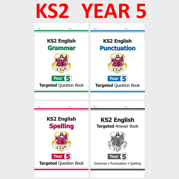 KS2 Year 5  English Targeted Spelling Punctuation Grammar Books with Answer CGP