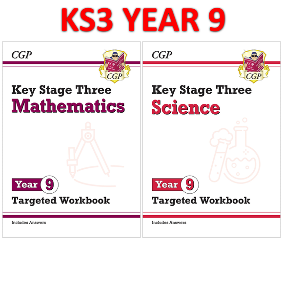 KS3 Year 9 Maths and Science Targeted Workbooks with Answer CGP New