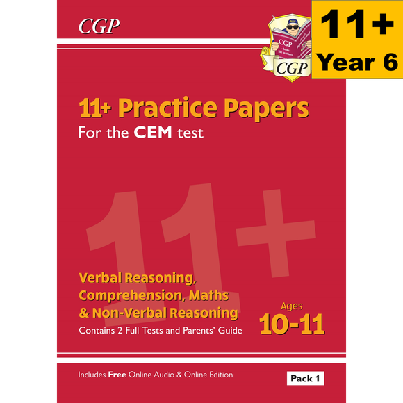 11+ Plus Year 6 CEM Practice Papers 2 Full Set included Answer Pack 1 CGP