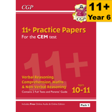 11+ Plus Year 6 CEM Practice Papers 2 Full Set included Answer Pack 1 CGP