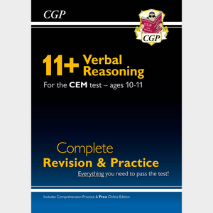 11 Plus Year 6 CEM Verbal Reasoning Complete Revision and Practice with Ans CGP