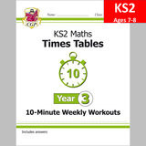 KS2 Year 3 Maths Times Tables 10 Minute Weekly Workouts with Answer CGP