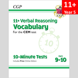 11 Plus Year 5 CEM 10 Minute Tests Verbal Reasoning Vocabulary with Answer CGP