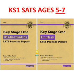 KS1 SATS Ages 5-7 Practice Papers with Answer Maths and English Pack 3  CGP