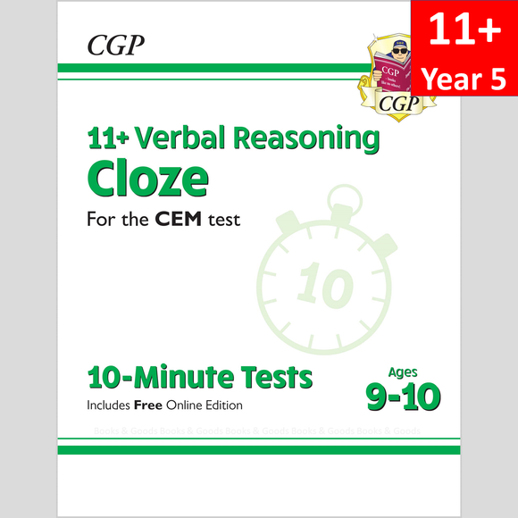 11 Plus Year 5 CEM 10 Minute Tests Verbal Reasoning Cloze with Answer CGP