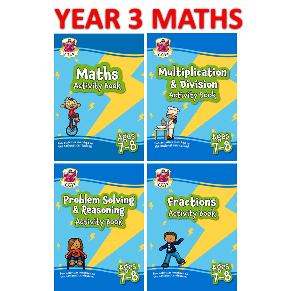 KS2 Year 3 Maths Home Learning Activity Books 4 Books Bundle with Answer CGP