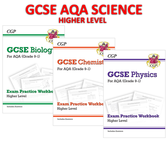 Grade 9-1 GCSE Science AQA Exam Practice Workbooks with answers - Higher CGP