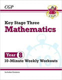 KS3 Year 8 Maths Student BooK Work Book 10-Minute Weekly Workouts with Ans CGP