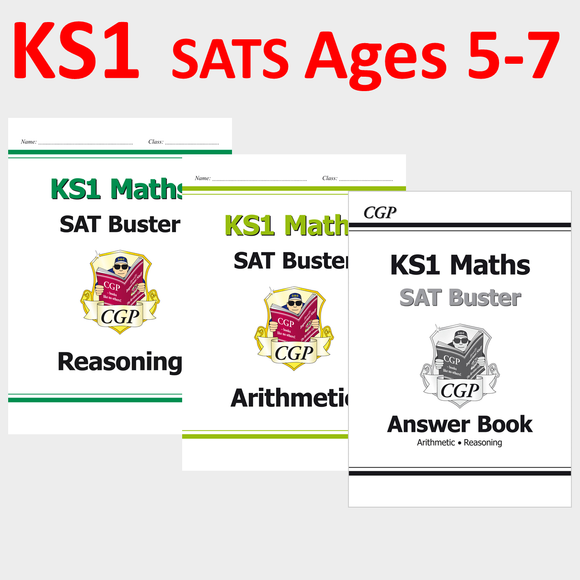 KS1 Ages 5-7 Maths SAT Buster Bundle Arithmetic and Reasoning with Answer CGP