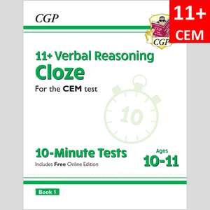 11 Plus Year 6 CEM  Cloze 10 Minute Tests with Answer Book 1 CGP