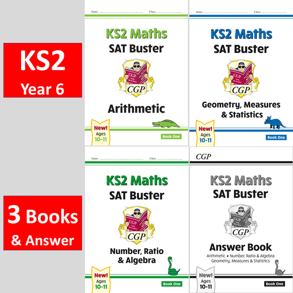 KS2 Year 6  Maths SAT Buster 3 Books Bundle with Answer CGP