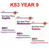 KS3 Year 9 Targeted Workbooks Maths English and Science with ANSWERS CGP