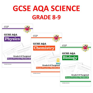 GCSE TRIPLE SCIENCE AQA Grade 8-9 Targeted Exam Practice Workbooks  with Answer