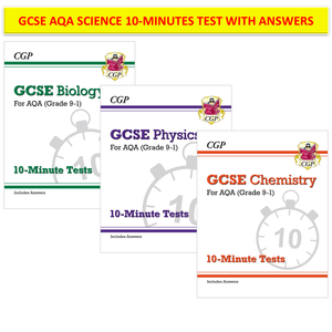 Grade 9-1 GCSE AQA Biology Physics & Chemistry 10-Minutes Test with Answer CGP