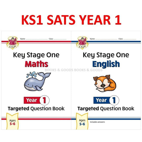 KS1 SATS Year 1 Maths & English Targeted Question Books with Answer Ages 5-6 CGP