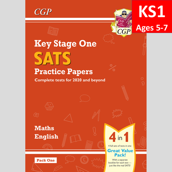 KS1 Maths and English SATS Practice Papers 4 Sets  Pack 1 Ages 5-7 CGP