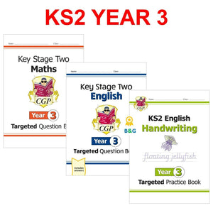 KS2 Year 3 Maths English Handwriting Targeted Question Books with Answer CGP