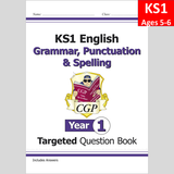 KS1 Year 1 English Targeted Question Book Grammar Punct Spelling with Answer CGP