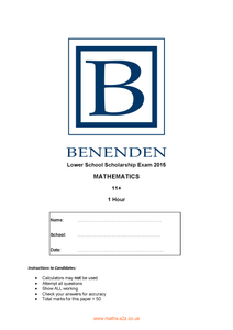 Model Answers for Benenden Lower School Entrance Scholarship 2015