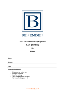 Model Answers for Benenden Lower School Entrance Scholarship 2016