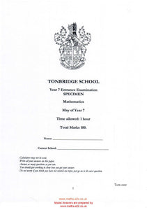 Tonbridge School Year 7 Entrance Exam Maths Model Answers