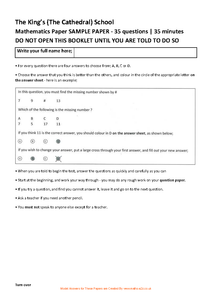 Model Answers for The King’s (The Cathedral) School 2018