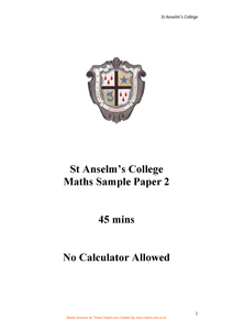 Model Answers for St Anselm’s College Paper 2 2018